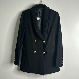 Inc double breast gold button tailored black blazer size xsmall new